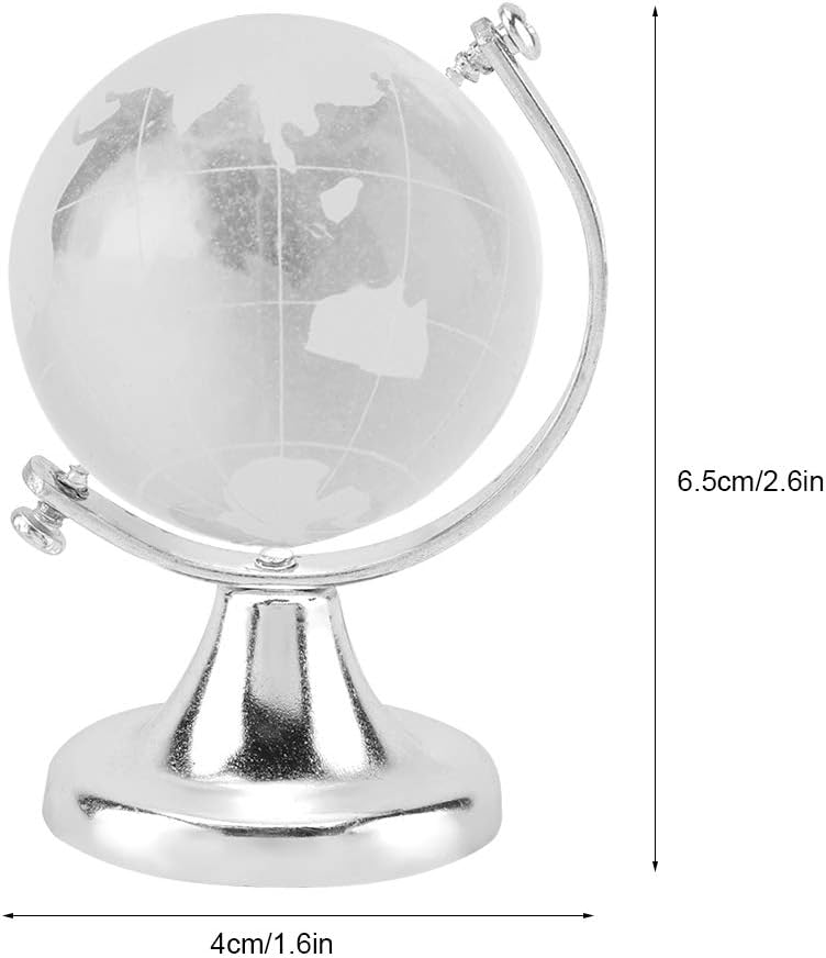 Keenso Silver Crystal Glass Globe Sphere World Map Home Office Decor Gift - Image 4