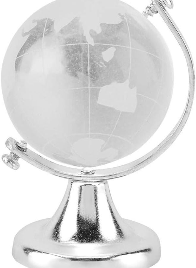 Keenso Silver Crystal Glass Globe Sphere World Map Home Office Decor Gift - Image 2