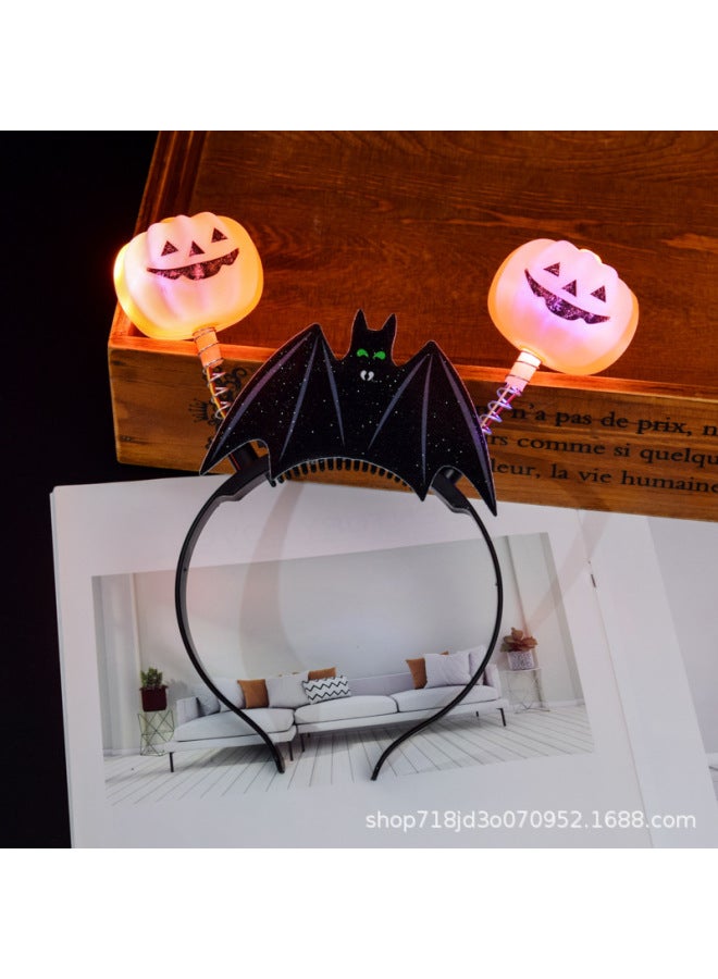 Cross-border Halloween Party Luminous Pumpkin Lantern Hoop Ghost Festival Stage Performance Supplies Skull Head Hoop Hair Hoop Props 