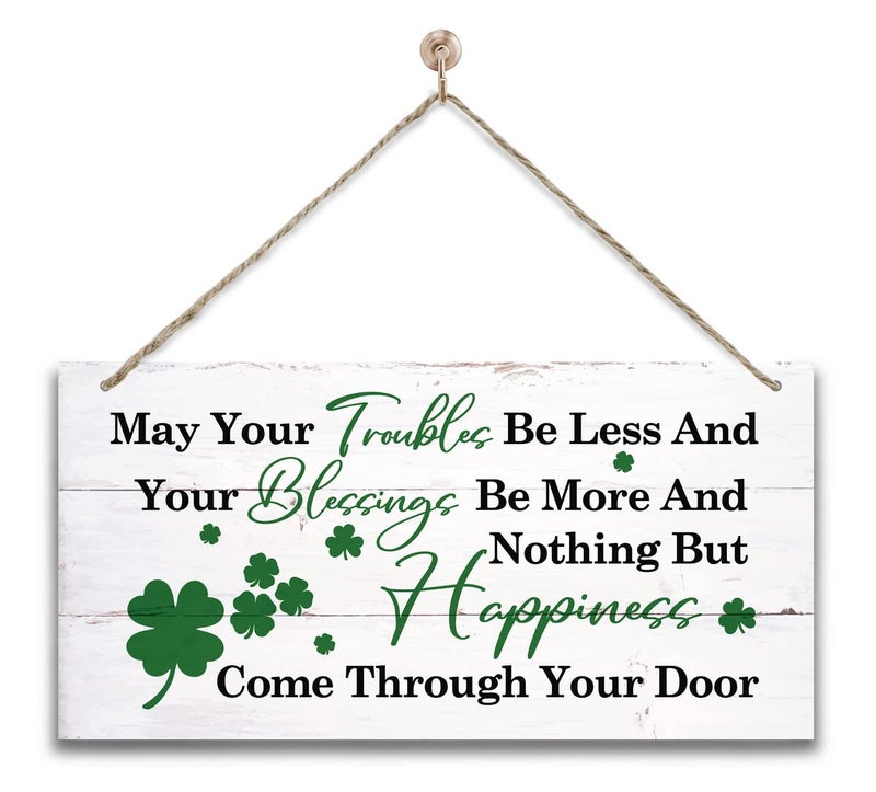 Gkwa Hanging St Patricks Day Wood Decor Sign, Irish Prayer Printed Wood Wall Art Sign, Home Signs Decor, Hanging Door Wood Sign, Irish Blessing Sign, St Patricks Day Decor, Rustic Farmhouse DÃ©cor - Image 1