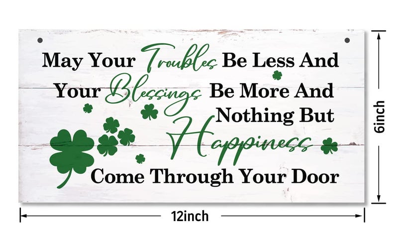 Gkwa Hanging St Patricks Day Wood Decor Sign, Irish Prayer Printed Wood Wall Art Sign, Home Signs Decor, Hanging Door Wood Sign, Irish Blessing Sign, St Patricks Day Decor, Rustic Farmhouse DÃ©cor - Image 3