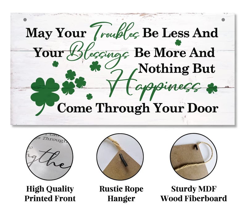 Gkwa Hanging St Patricks Day Wood Decor Sign, Irish Prayer Printed Wood Wall Art Sign, Home Signs Decor, Hanging Door Wood Sign, Irish Blessing Sign, St Patricks Day Decor, Rustic Farmhouse DÃ©cor - Image 5