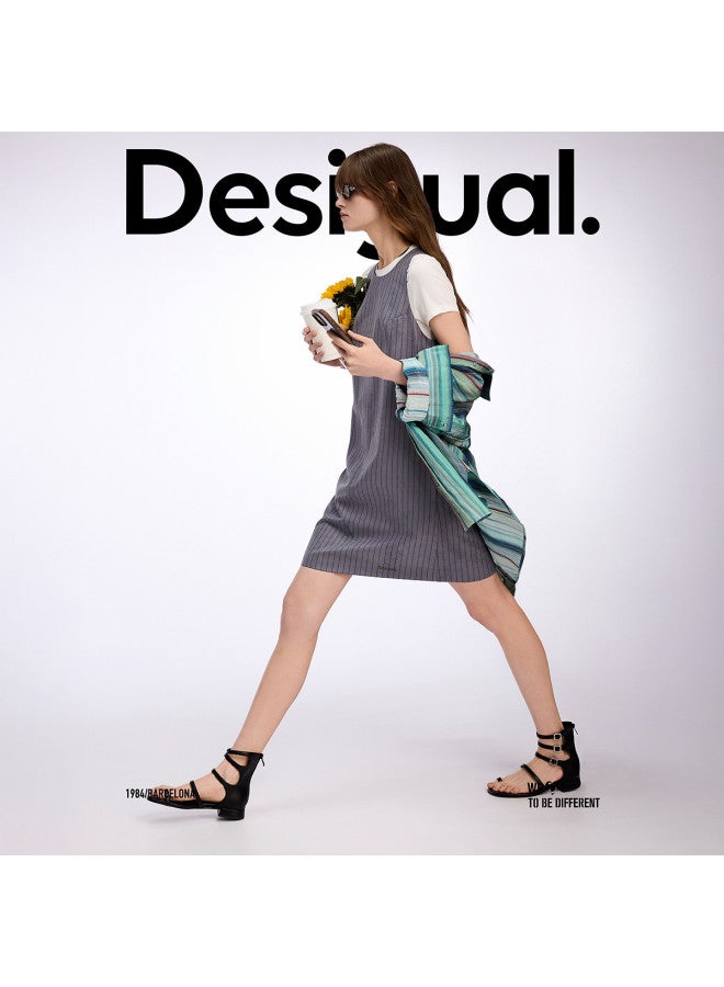 DESIGUAL قميص فضفاض للنساء بخصر فضفاض مع خطوط عمودية وتأثير أومبري جديد 25 - Image 3