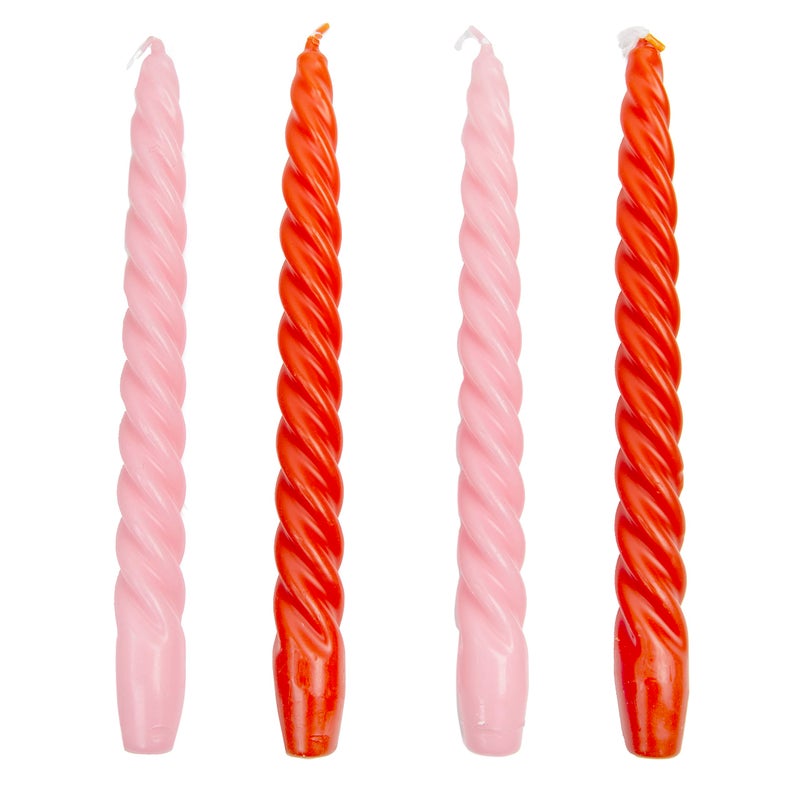 Talking Tables Italian Spiral Twisted Tapered Dinner Candles Ideal Valentines Day Gift 4pack Tabling Tables Pink and Orange