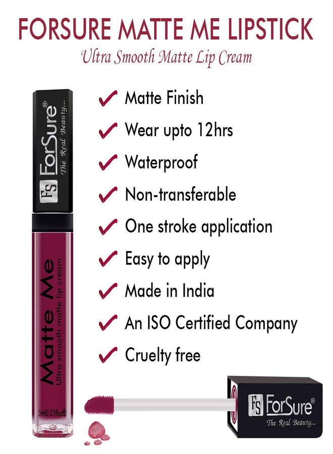 ForSure Matte Me Liquid Lipstick Non - Transferable Combo (Royal Maroon, Nude, Pack of 2) - Image 5