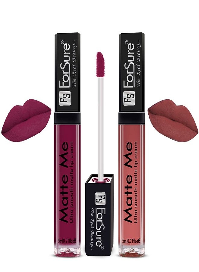 ForSure Matte Me Liquid Lipstick Non - Transferable Combo (Royal Maroon, Nude, Pack of 2) - Image 1