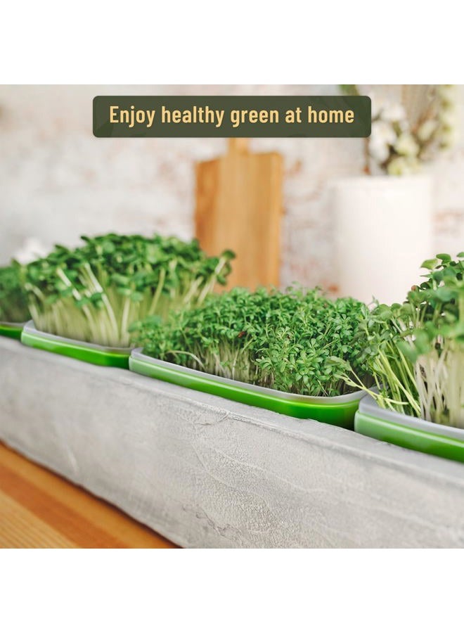 warmfarm Pack 10 of Seed Sprouter Tray with Drain Holes,Seed Germination Trays Kit BPA Free Nursery Tray,Soil-Free Wheatgrass Tray Sprouter Microgreens Growing Kit (Green-10 Pack) - Image 5