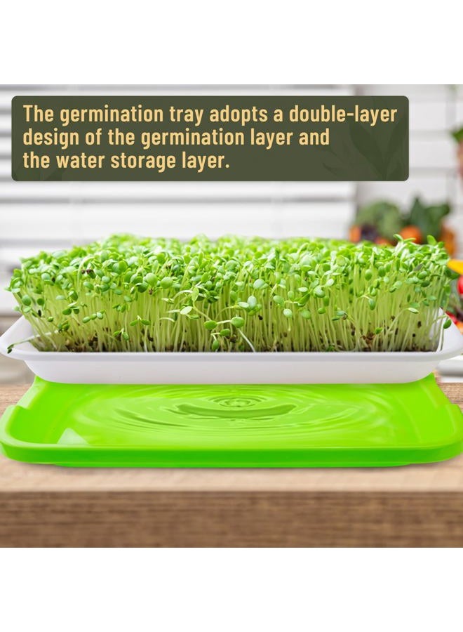 warmfarm Pack 10 of Seed Sprouter Tray with Drain Holes,Seed Germination Trays Kit BPA Free Nursery Tray,Soil-Free Wheatgrass Tray Sprouter Microgreens Growing Kit (Green-10 Pack) - Image 3
