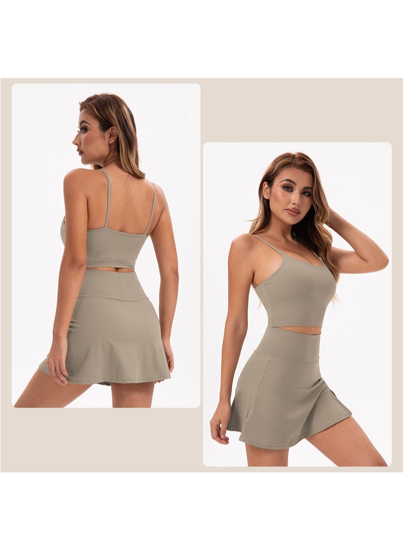 Tennis Skorts Fitness Badminton Fake 2 Piece Sports Skirt With Shorts Nylon Gym Running Casual Mini Yoga bottoms  - Image 2