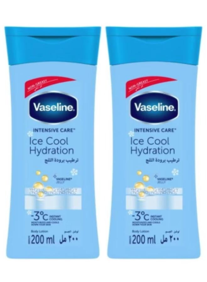 Vaseline 2 Pcs Vaseline Intensive Care Ice Cool Hydration Lotion, 200 ml - Image 1