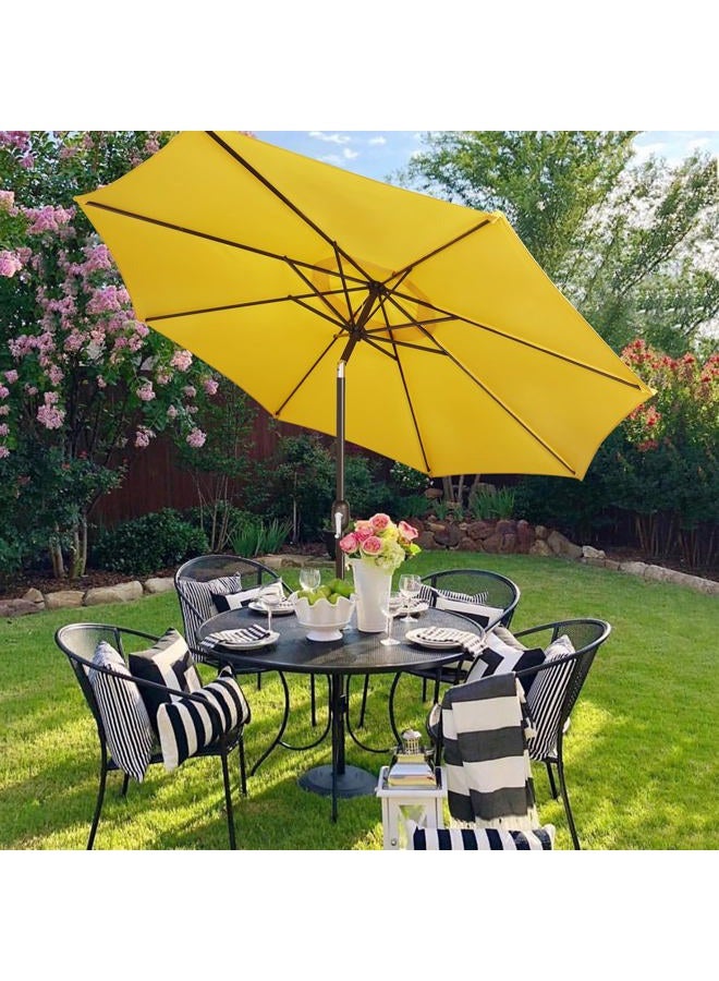 Blissun 9' Outdoor Patio Umbrella, Outdoor Table Umbrella, Yard Umbrella, Market Umbrella with 8 Sturdy Ribs, Push Button Tilt and Crank (Yellow) - Image 4