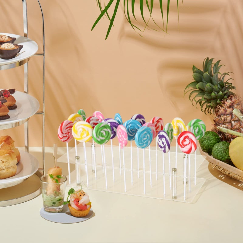 Suneerplay Cake Pop Stand, 21 Holes Lollipop Display Stand, Acrylic Clear Cake Pop Display Holder, Cakepopsical Stand for Weddings, Baby Showers, Birthday, Party - Image 5