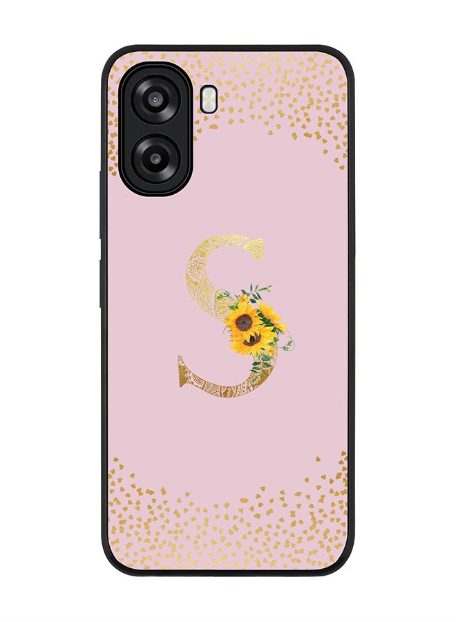 Stylizedd For Oppo A6x 5G / A6x 4G Case,Slim fit Camera Protection, Shockproof Thin Phone cover  - Custom Floral Monogram - S  (Pink ) - Image 1