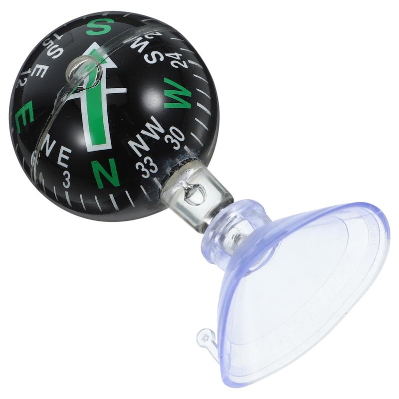 Green Mini Car Compass Ball 38mm Dashboard Mount with Suction Cup for Vehicles and Boats - Image 2