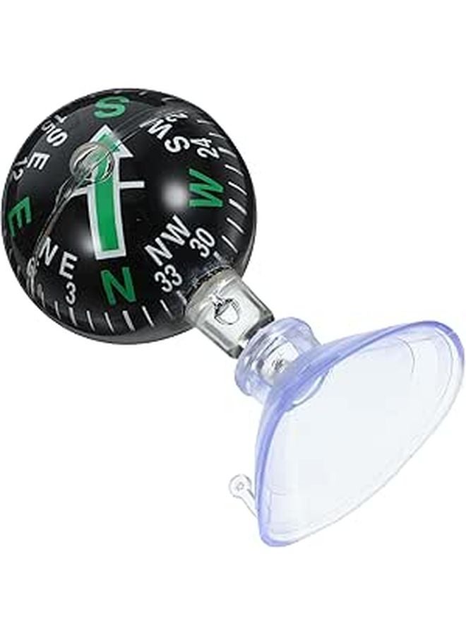 Green Mini Car Compass Ball 38mm Dashboard Mount with Suction Cup for Vehicles and Boats - Image 1
