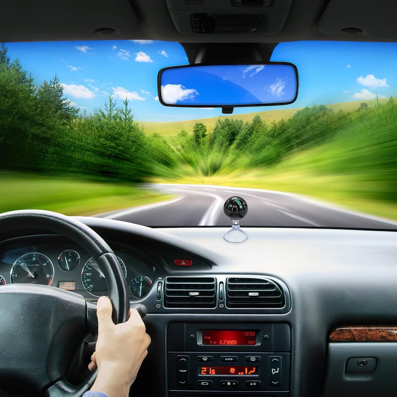 Green Mini Car Compass Ball 38mm Dashboard Mount with Suction Cup for Vehicles and Boats - Image 5