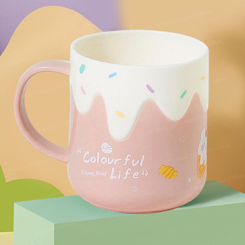 FunBlast كوب حليب للأطفال – 420 مل؛ كوب غير قابل للكسر للأطفال، أكواب حليب للأطفال غير قابلة للكسر - كوب شرب الحليب للأطفال (وردي3) - Image 1