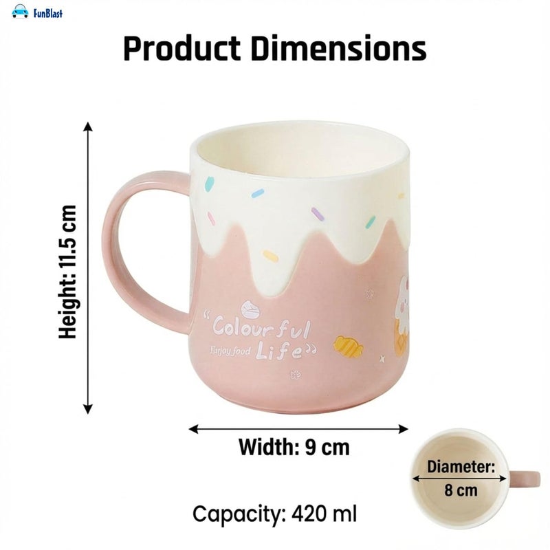 FunBlast كوب حليب للأطفال – 420 مل؛ كوب غير قابل للكسر للأطفال، أكواب حليب للأطفال غير قابلة للكسر - كوب شرب الحليب للأطفال (وردي3) - Image 3