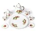 Cutemini 16 Scale Miniature Porcelain Dollhouse Tea Set 8PCS Flower Pattern Teapot Platter Dish Sets Dollhouse Kitchen Supplies Decoration Strawberry - Image 2