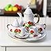 Cutemini 16 Scale Miniature Porcelain Dollhouse Tea Set 8PCS Flower Pattern Teapot Platter Dish Sets Dollhouse Kitchen Supplies Decoration Strawberry - Image 4