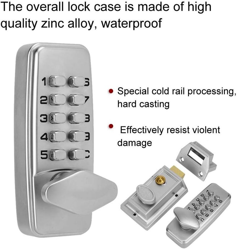 klarako 2-4 Digits Door Locker, Mechanical Code Lock, Cabinet Indoor and Outdoor Door Alloy Password Security Code Lock - Image 3