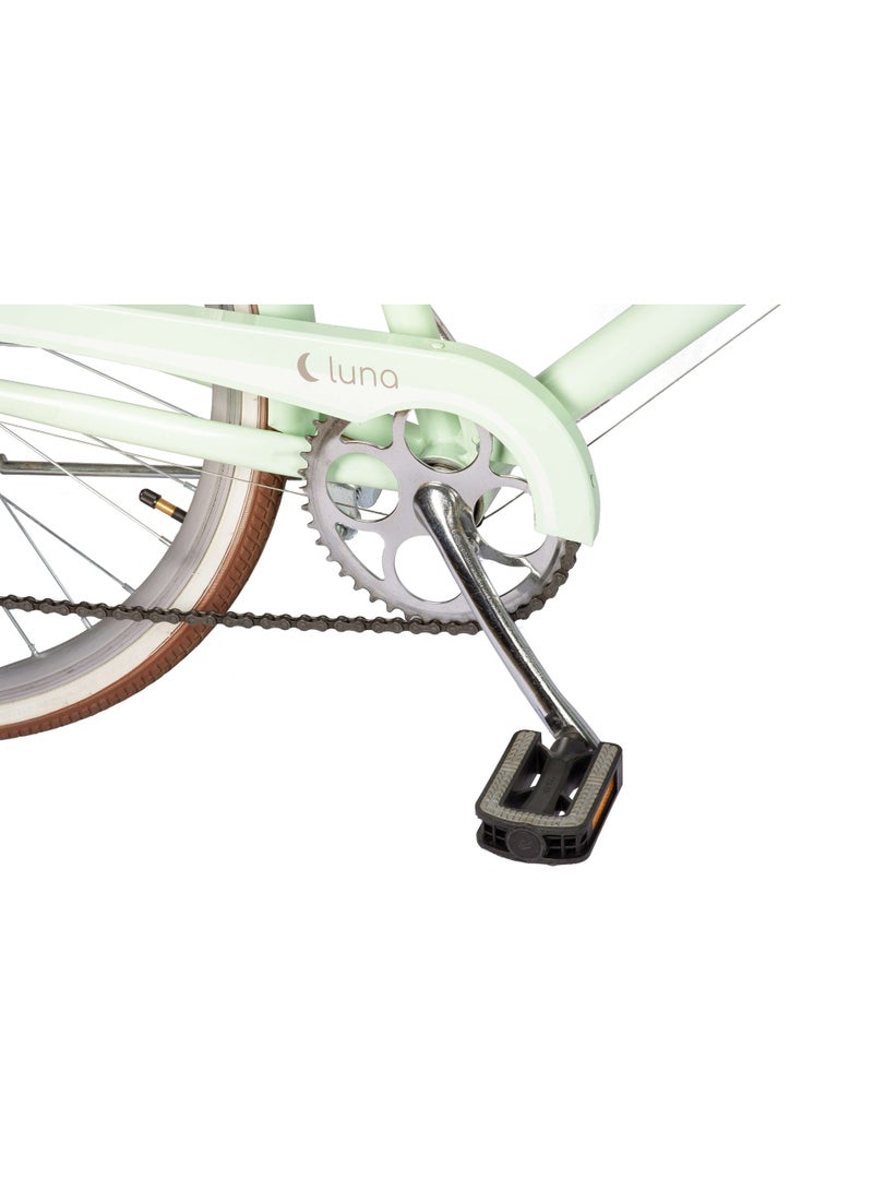 Spinn Luna Women's 28-Inch City Bike | 28 Inch Wheel Size | 7-Speed Shimano | Steel Frame | Front Basket | Adjustable Seat | Green - Image 2