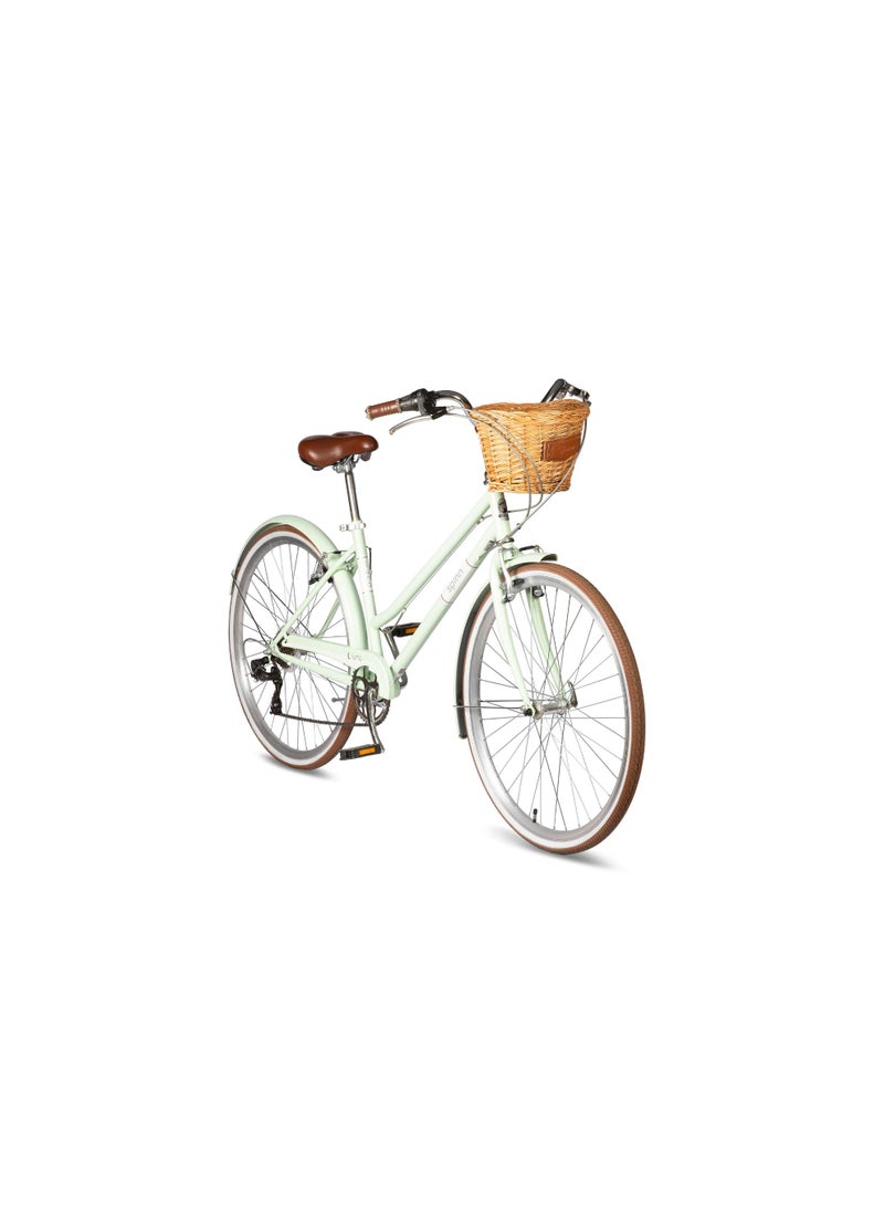 Spinn Luna Women's 28-Inch City Bike | 28 Inch Wheel Size | 7-Speed Shimano | Steel Frame | Front Basket | Adjustable Seat | Green - Image 3