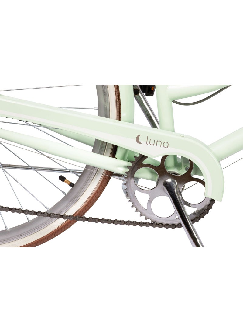 Spinn Luna Women's 28-Inch City Bike | 28 Inch Wheel Size | 7-Speed Shimano | Steel Frame | Front Basket | Adjustable Seat | Green - Image 5