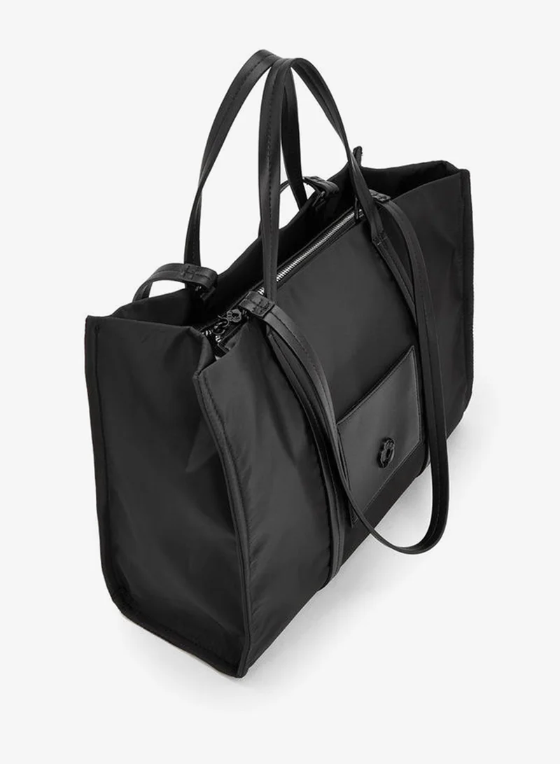 Missy BLACK Solid School Tote Bag With Front Utility Pocket - 40x11.5x27.5 CM for Women | Best Price UAE