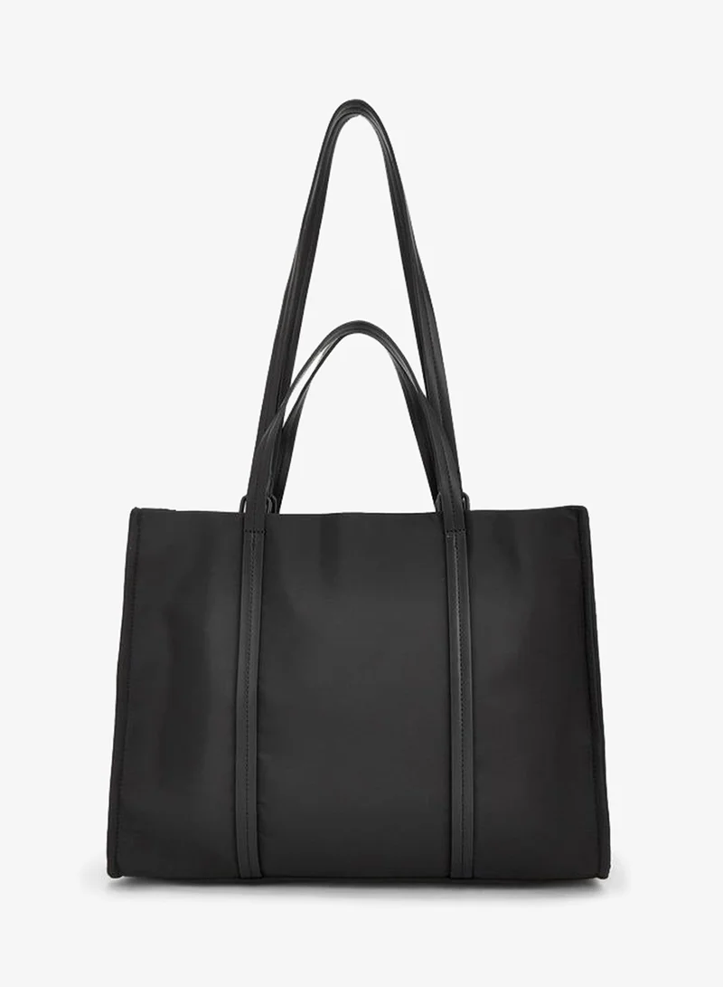 Missy BLACK Solid School Tote Bag With Front Utility Pocket - 40x11.5x27.5 CM for Women | Best Price UAE