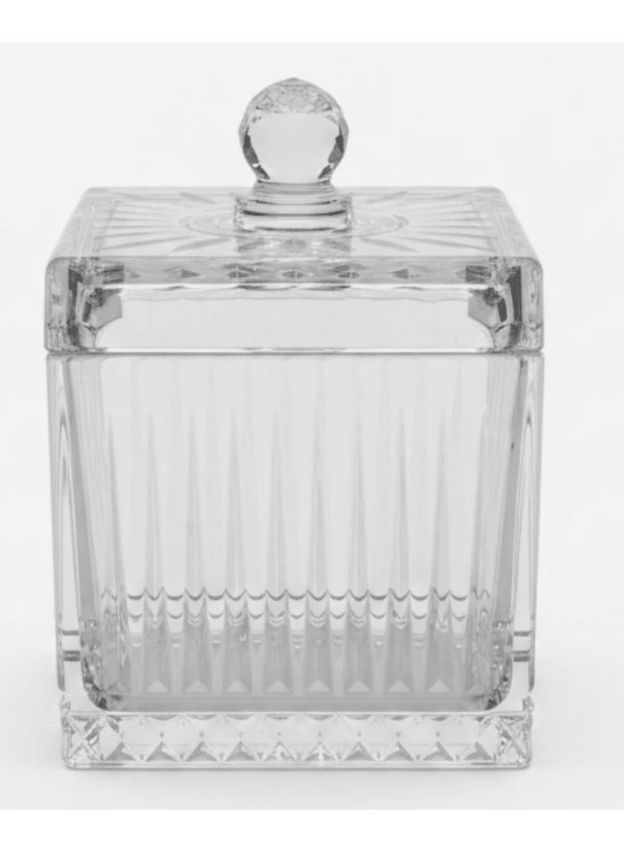 AKDC M.E.W Crystal Glass Square Candy Pot with Lid - 14×18.8 cm - Image 4
