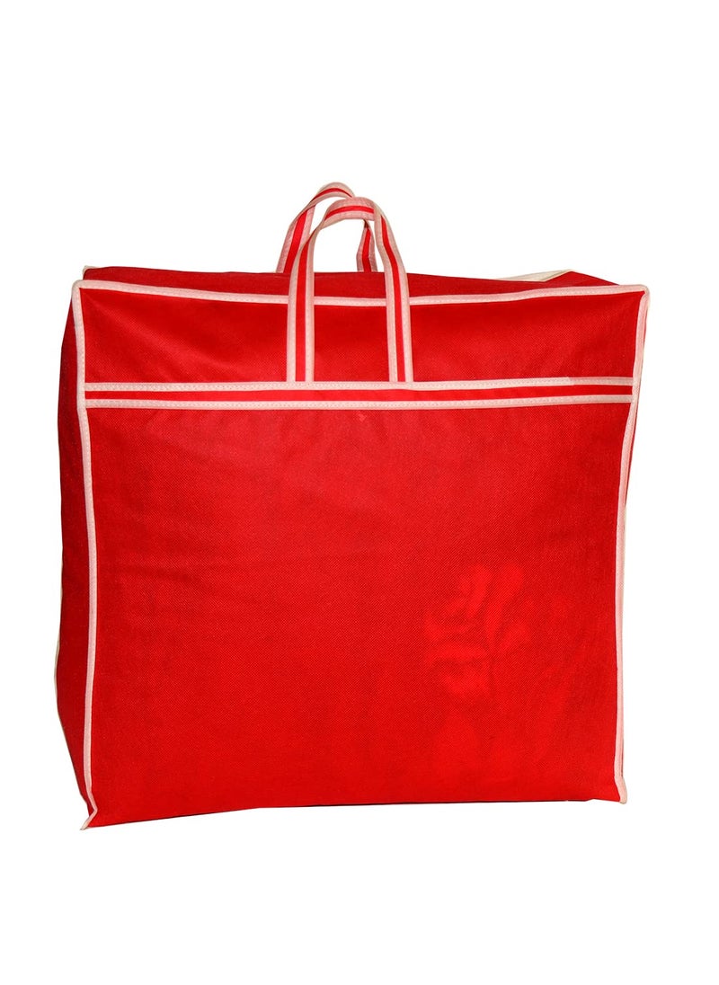 AARON INC AARON INC Presents Non Woven Blanket Storage Bag With Front Handle Large Transparent Clear Window Large Size Storage Bag Cover Under Bed Storage Red Pack of 1  - Image 3