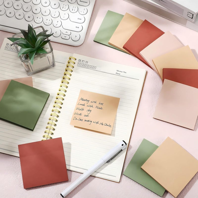 Thenshop 12 Pads Retro Sticky Notes 3''x3'', Self Stick Notes Pads Retro Office Supplies, Vintage Aesthetic School Accessories 50 Sheets/pad - Image 5