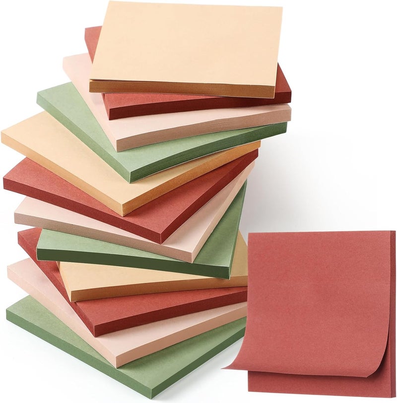 Thenshop 12 Pads Retro Sticky Notes 3''x3'', Self Stick Notes Pads Retro Office Supplies, Vintage Aesthetic School Accessories 50 Sheets/pad - Image 1