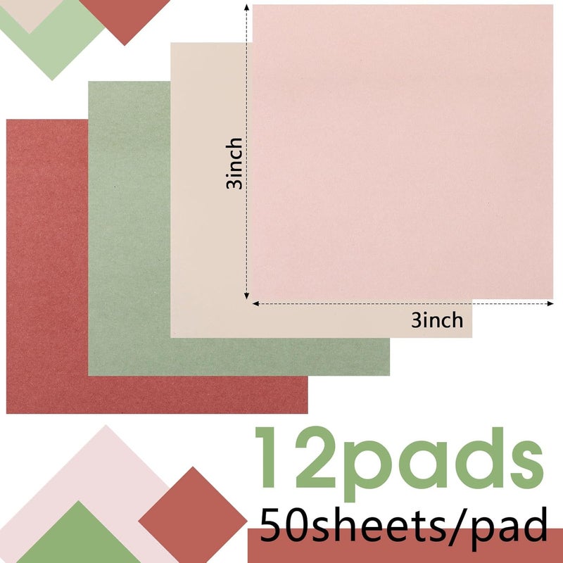 Thenshop 12 Pads Retro Sticky Notes 3''x3'', Self Stick Notes Pads Retro Office Supplies, Vintage Aesthetic School Accessories 50 Sheets/pad - Image 2