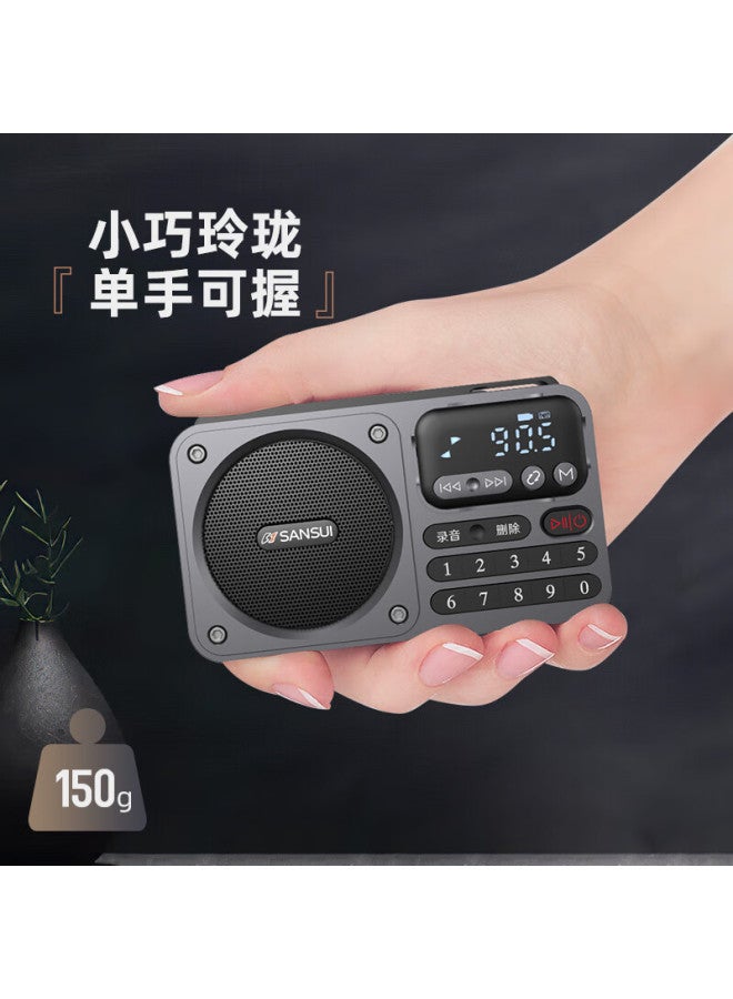 Sansui راديو M30 لكبار السن، قابل لإعادة الشحن، قابل لإدخال بطاقة، مكبر صوت صغير، محمول، ضبط FM، راديو بث، مكبر صوت بلوتوث، مشغل موسيقى، رمادي - Image 1