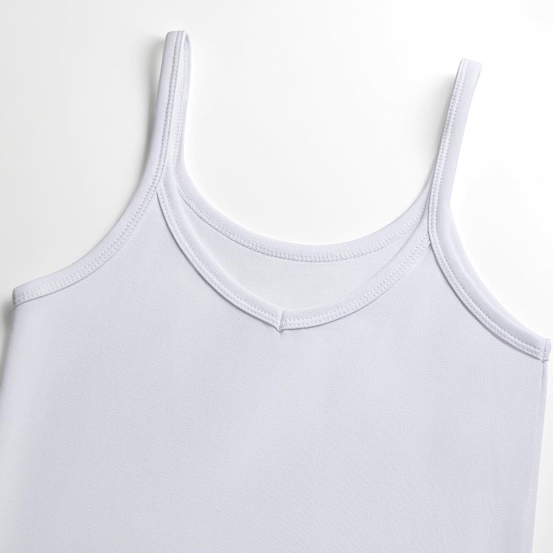 eQFeast 4 Pieces V Neck Tank Tops for Women Spaghetti Strap Crop Top Cotton Basic Fitted Summer Cami Shirts - Image 4