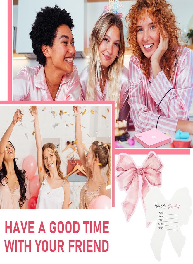 Marspark 25 Set Pink Bow Birthday Invitation Coquette Bow Paper Card with Envelopes and Stickers Wedding Birthday Bachelorette Invitation Party Supplies for Baby Shower Girls Dinner Favors, 5 x 6 Inch - Image 5
