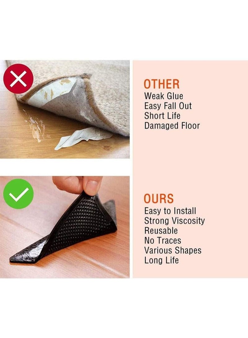 Anti-Slip Rug Grippers – Set of 4 Carpet Holders for Corners, Non-Skid Rug Pads - Image 4