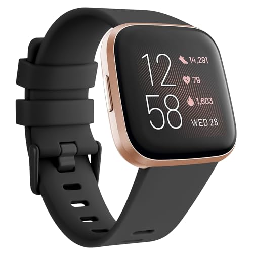 Tobfit Soft Strap Compatible for Fitbit Versa 2 (Watch Not Included), Flexible Premium Elastomer TPU Adjustable Watch Band, Sport Replacement Watchstrap for Women Men (L, Midnight) - Image 1