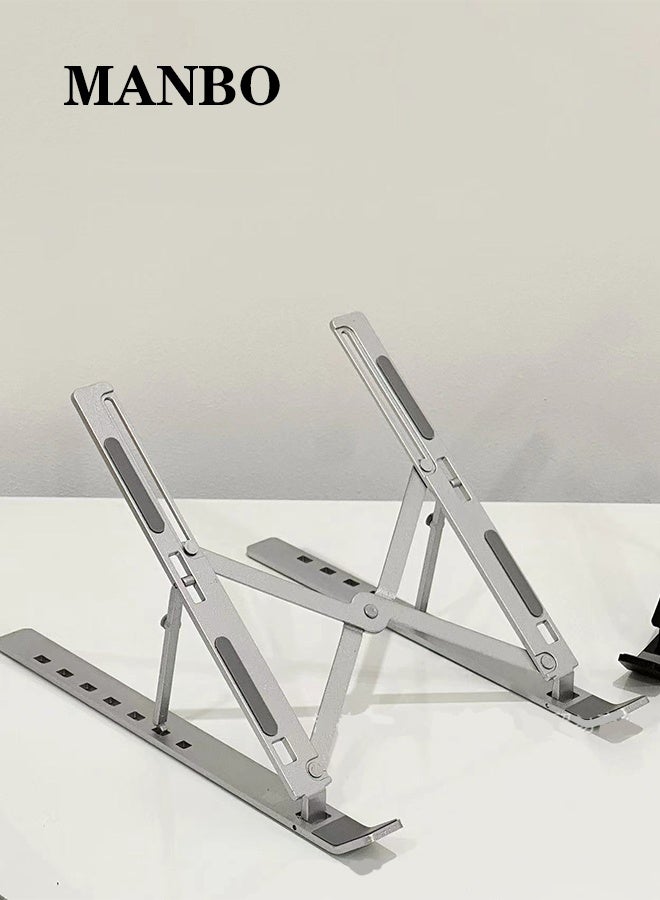 MANBO Foldable Aluminum Laptop Cooling Stand, Portable Adjustable Lifting Computer Support Bracket for Desktop - Image 1
