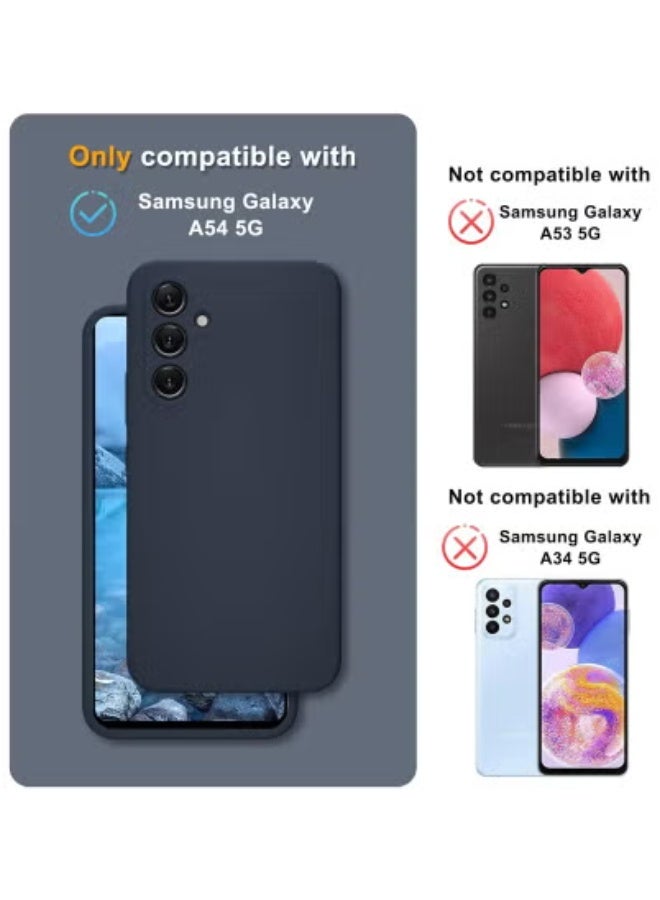 TIGER Samsung Galaxy A54 5G Case – Navy Blue Silicone Shockproof Phone Cover with Soft Anti-Scratch Microfiber Lining | Includes 2 Tempered Glass Screen Protectors | Slim Lightweight Full Body Protection | Durable, Drop-Resistant, and Wireless Charging Compatible - Image 3