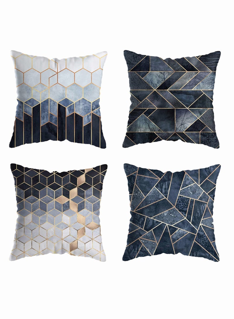Zikra Marble Geometric Pillow Covers Colorful Gradient Throw Pillow Covers Square Cushion Case Soft Pillowcases 18x18 inch for Home Decor Set of 4 for Sofa Couch Car Bedroom Indoor Decor - Image 1
