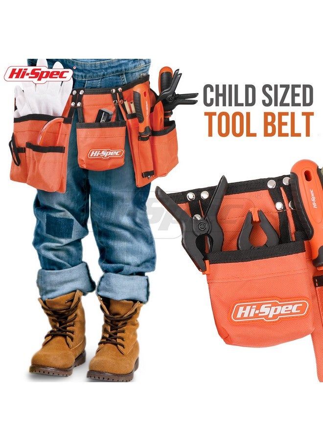 Hi-Spec 16Pc Orange Kids Tool Kit Set & Child Size Tool Belt. Real Metal Hand Tools For Diy Building Woodwork & Construction Learning Tool Kit For Kids - Image 4