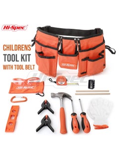 Hi-Spec 16Pc Orange Kids Tool Kit Set & Child Size Tool Belt. Real Metal Hand Tools For Diy Building Woodwork & Construction Learning Tool Kit For Kids  - Image 3