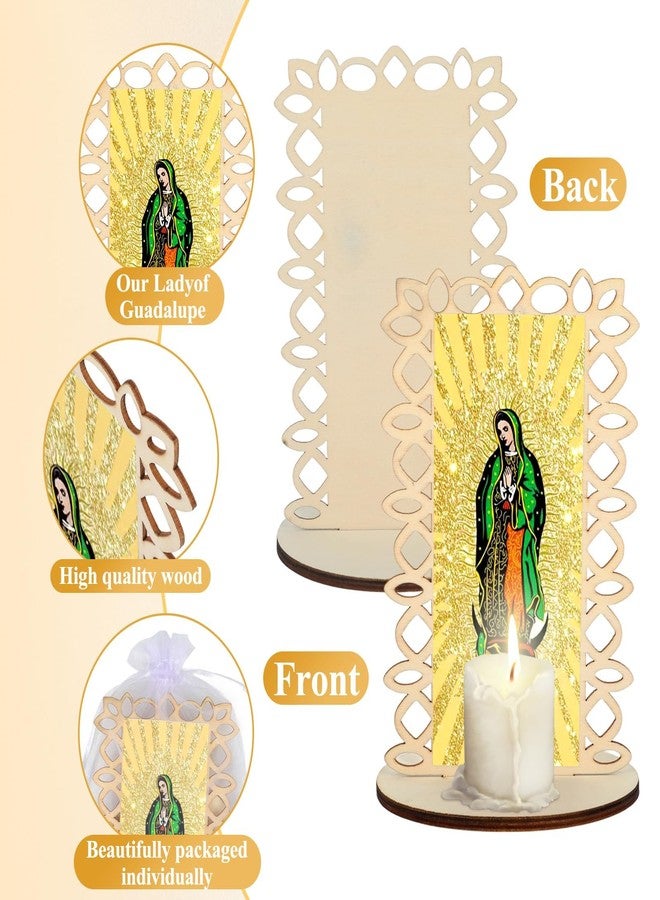 Kuabiz 15 Pcs Our Lady of Guadalupe Wooden Statues Virgen De Guadalupe Picture Frames with Organza Gift Bags Baptism Favors for Guests Baptism Centerpieces for Table First Communion Gifts Catholic Favors - Image 3