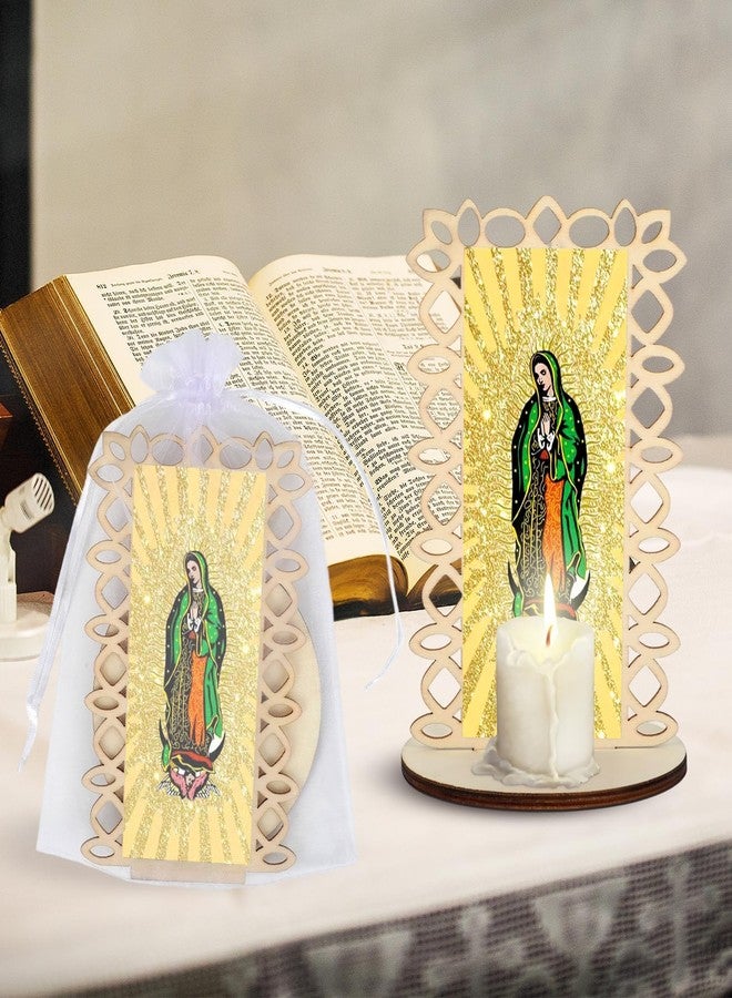 Kuabiz 15 Pcs Our Lady of Guadalupe Wooden Statues Virgen De Guadalupe Picture Frames with Organza Gift Bags Baptism Favors for Guests Baptism Centerpieces for Table First Communion Gifts Catholic Favors - Image 5