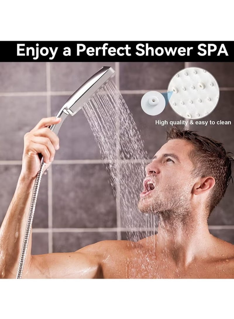 MIXDE High Pressure Shower Head with 6 Spray Modes and 1.5m Hose - Shower Head Bracket Included - Bathtub Faucet Water Saving Shower Set - Image 4