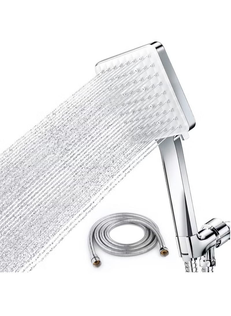 MIXDE High Pressure Shower Head with 6 Spray Modes and 1.5m Hose - Shower Head Bracket Included - Bathtub Faucet Water Saving Shower Set - Image 1