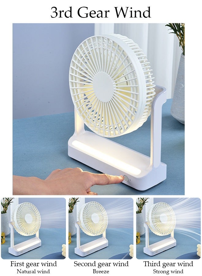 DUNISO 3 in 1 Desk Fan, Multi-angle Rotation Wall Mounted Fan with LED Light, USB Hanging Fan, Lightweight Table Fan with 3 Speed Regulation for Home, Office, Travel, Camping, Outdoor - Image 4